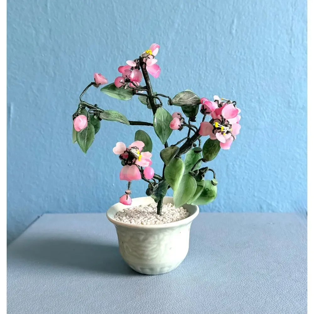 Vintage Chinese Bonsai Tree Pink Cherry Blossom 8